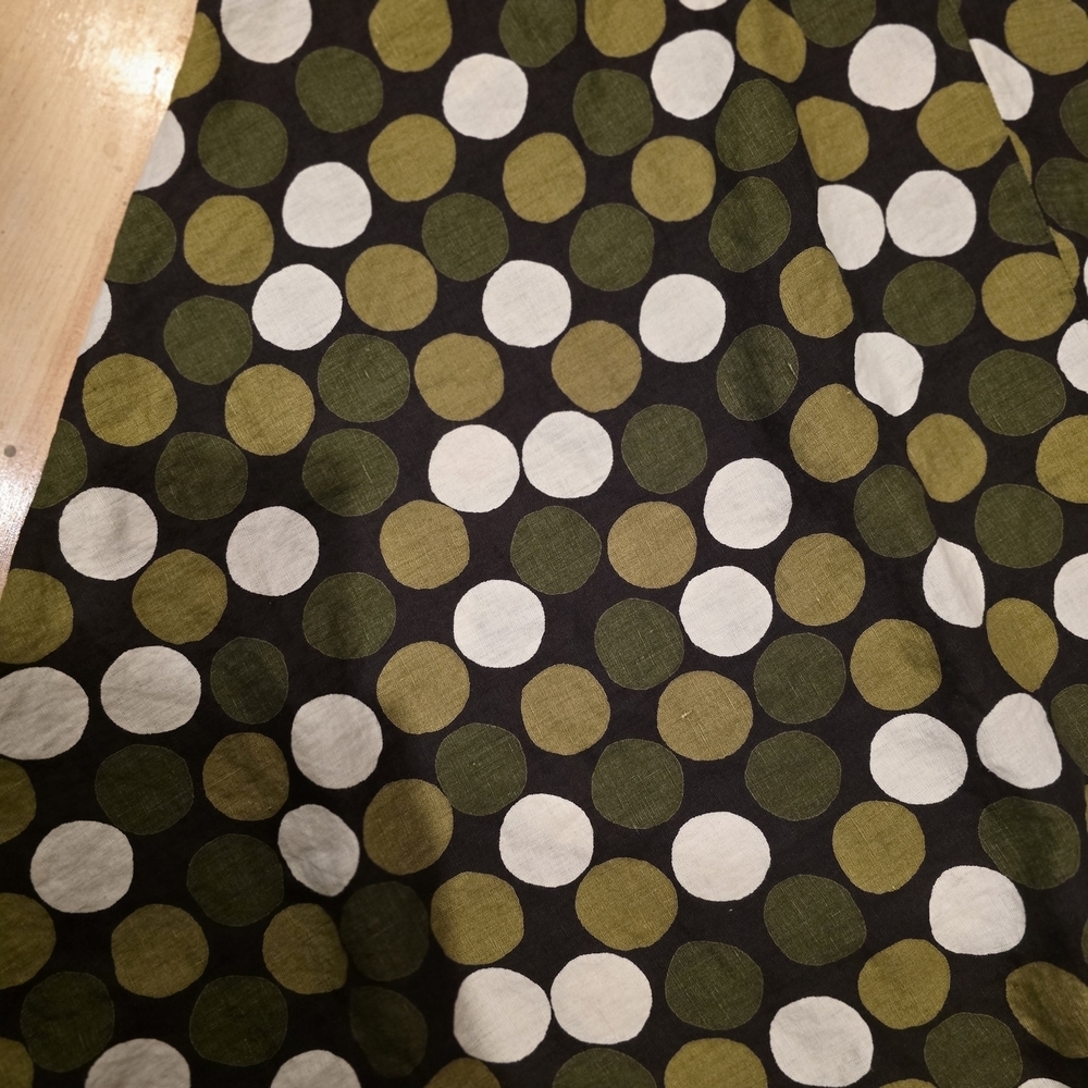 Hobbs London 90s Vintage Polka Dot Linen Circle Skirt - Olive Green - Picture 6 of 7